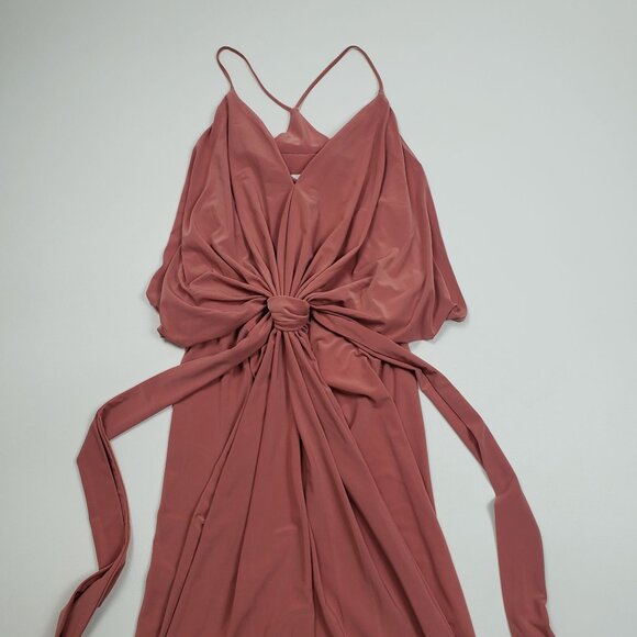MISA Los Angeles Domino Draped Mini Dress Womens XS Blush Rose Warm Weather Glam - Picture 13 of 16